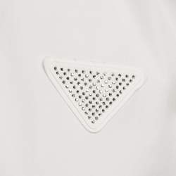 Pre Owned Prada White Rhinestone Detail Cotton Long Sleeve Shirt M