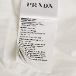 Pre Owned Prada White Rhinestone Detail Cotton Long Sleeve Shirt M