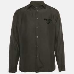 Pre Owned قميص برادا دنيم أزرق أزرار أمامية مقاس كبير جداً - إكس لارج