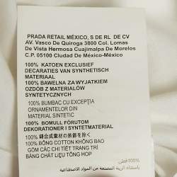 مملوكة مسبقًا تي شيرت برادا قطني أبيض بتفاصيل الشعار مقاس كبير