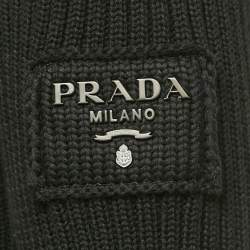 مملوكة مسبقًا Prada Black Logo Patch Rib Knit Turtle Neck Sweater L