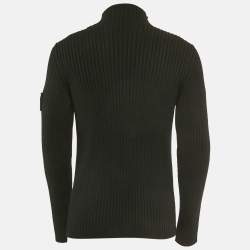 مملوكة مسبقًا Prada Black Logo Patch Rib Knit Turtle Neck Sweater L