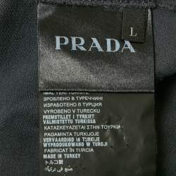 مملوكة مسبقًا تي شيرت بولو برادا قطن رمادي كم راجلان كبير (لارج)