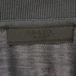 مملوكة مسبقًا تي شيرت بولو برادا قطن رمادي كم راجلان كبير (لارج)