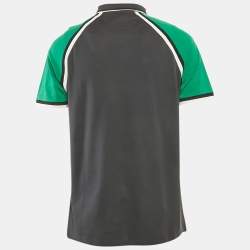 مملوكة مسبقًا تي شيرت بولو برادا قطن رمادي كم راجلان كبير (لارج)