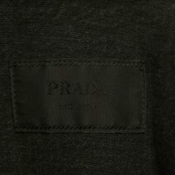 مملوكة مسبقًا Prada Black Faded Denim Logo Plaque Short Sleeve Shirt XS