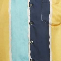 Pre Owned Prada Multicolor Striped Silk Bowling Shirt S