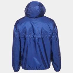 مملوكة مسبقًا Prada Blue Logo Print Re-Nylon Zip-Up Jacket M