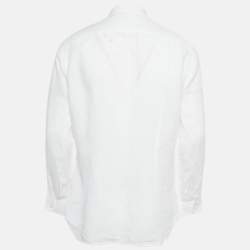 Pre Owned قميص برادا أبيض قطني أكمام طويلة متوسط