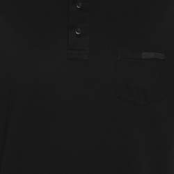 مملوكة مسبقًا تيشيرت بولو برادا بأكمام مزين بشعار جيرسي أسود مقاس مزدوج كبير جدًا