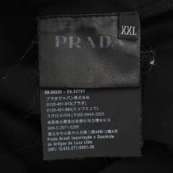 مملوكة مسبقًا تيشيرت بولو برادا بأكمام مزين بشعار جيرسي أسود مقاس مزدوج كبير جدًا