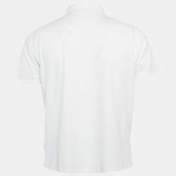 Pre Owned تي شيرت بولو برادا قطني أبيض بتفاصيل الشعار مقاس كبير