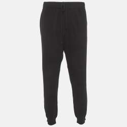 مملوكة مسبقًا Prada Black Leather Trim Cashmere Knit Pants 4XL