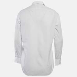 مملوكة مسبقًا Prada White/Blue Pinstriped Poplin Shirt L