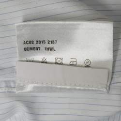 مملوكة مسبقًا Prada White/Blue Pinstriped Poplin Shirt L