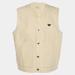 Pre Owned Prada Light Beige Denim Vest XXL
