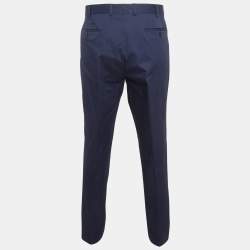 مملوكة مسبقًا Prada Blue Cotton Formal Trousers XXXL