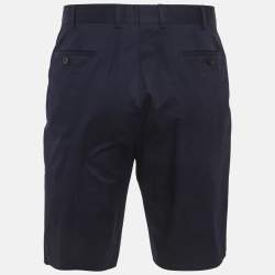 Pre Owned شورت برادا نقش هاوندستوث صوف أسود مقاس وسط - متوسط بحزام خصر 36 بوصة