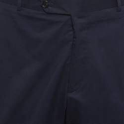 Pre Owned شورت برادا نقش هاوندستوث صوف أسود مقاس وسط - متوسط بحزام خصر 36 بوصة