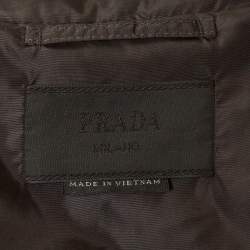 Pre Owned جاكيت برادا أسود بشعار مثلث مينا نايلون مبطن مقاس كبير