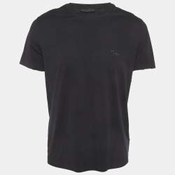 Pre Owned Prada Black Logo Embroidered Jersey T-Shirt XL