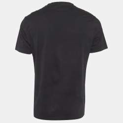 Pre Owned تي شيرت برادا جيرسي مطرز بشعار أسود مقاس كبير جدًا