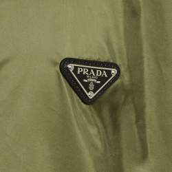 مملوكة مسبقًا جاكيت برادا صناعي أخضر عسكري بغطاء رأس مقاس كبير جداً جداً (اكسترا اكسترا لارج)