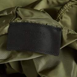 مملوكة مسبقًا جاكيت برادا صناعي أخضر عسكري بغطاء رأس مقاس كبير جداً جداً (اكسترا اكسترا لارج)