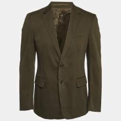 مملوكة مسبقًا Prada Olive Green Gabardine Regular Fit Blazer L