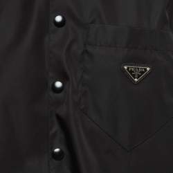 Pre Owned Prada Black Re-Nylon Logo Plaque Long Sleeve Shirt L