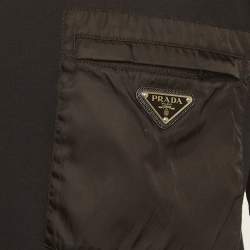 Pre Owned Prada Black Jersey and Nylon Pocket Detail T-Shirt XL