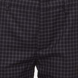Pre Owned Prada Blue/Black Plaid Pattern Wool Blend Trousers S