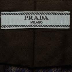 Pre Owned Prada Blue/Black Plaid Pattern Wool Blend Trousers S