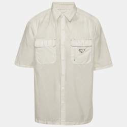Pre Owned Prada White Re-Nylon Enamel Triangle Logo Shirt XXL