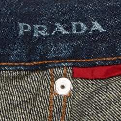 Pre Owned Prada Blue Denim Buttoned Loose Fit Jeans XXL/Waist 40"