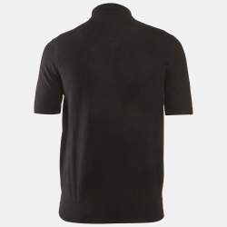 Pre Owned Prada Black Jersey Polo T-Shirt L