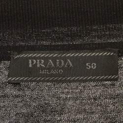 Pre Owned Prada Black Jersey Polo T-Shirt L