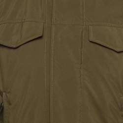 Pre Owned Prada Green Synthetic Military Style Unzippable Hood Jacket S
