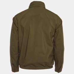 Pre Owned Prada Green Synthetic Military Style Unzippable Hood Jacket S