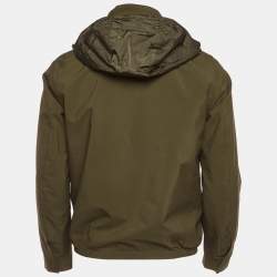 Pre Owned Prada Green Synthetic Military Style Unzippable Hood Jacket S
