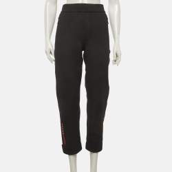 Pre Owned Prada Black Technical Jersey Recycled Double Pants L
