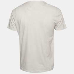 Pre Owned Prada White Logo Embroidered Jersey Knit T-Shirt L