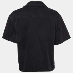 Pre Owned Prada Black Denim Distressed Bowling Shirt L