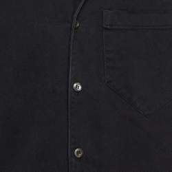 Pre Owned Prada Black Denim Distressed Bowling Shirt L