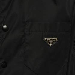Pre Owned Prada Black Re-Nylon Logo Detail Short Sleeve Shirt L