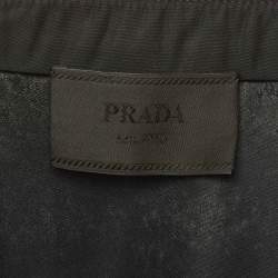 Pre Owned Prada Black Re-Nylon Logo Detail Short Sleeve Shirt L