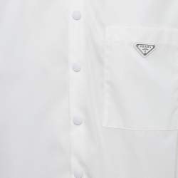 Pre Owned Prada White Re-Nylon Logo Detail Oversized Shirt M