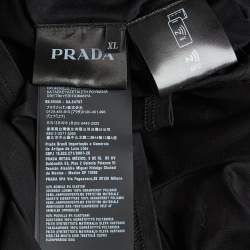 مملوكة مسبقًا Prada Black Stretch Cotton Re-Nylon Detail Pocket Polo T-Shirt XL 