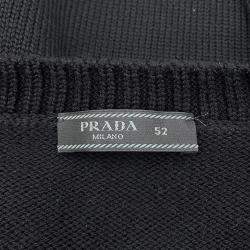 Pre Owned Prada Triangle Logo Sweater Size 52 Black Wool 100%