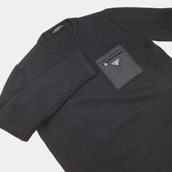 Pre Owned Prada Triangle Logo Sweater Size 52 Black Wool 100%